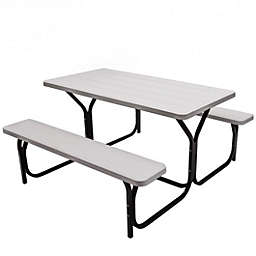 Costway Picnic Table Bench Set for Outdoor Camping -White