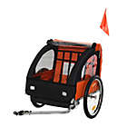 Alternate image 0 for Aosom 2-Seat Kids Child Bicycle Trailer with a Strong Steel Frame, 5-Point Safety Harnesses, & Comfortable Seat, Orange