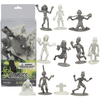 SCS Direct 10 Pcs Zombie Action Figures - Unique Figurines Mix of Zombies, Pets, Graves, and Humans for Halloween Parties. View a larger version of this product image.