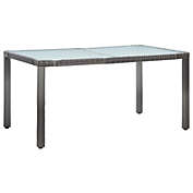 vidaXL Patio Table Gray 59"x35.4"x29.5" Poly Rattan