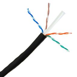 Cable Wholesale Bulk Cat6a Black Ethernet Cable, 10 gig Solid, UTP (Unshielded Twisted Pair), 500Mhz, 23 AWG, Spool, 1000 foot