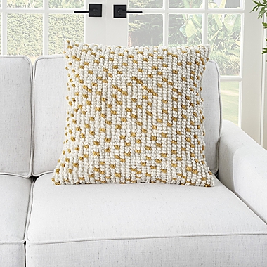 Mina Victory Outdoor Pillows Loop Dots 18"X18" Yellow Indoor/Outdoor Throw Pillow. View a larger version of this product image.