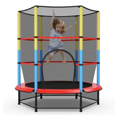 eetbaar afdeling terras Gymax 55'' Kids Trampoline Recreational Bounce Jumper W/Safety Enclosure Net  Heavy-duty | Bed Bath & Beyond