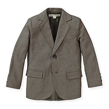 Hope & Henry Boys&#39; Classic Suit Jacket (Dark Taupe Herringbone, 6-12 Months). View a larger version of this product image.