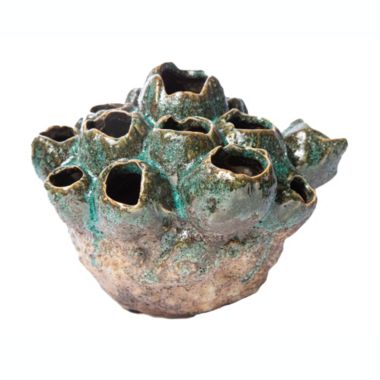 Urban Trends Collection Ceramic Cluster Organic Vases with Banded Tapered Bottom Distressed Finish Moss Green. View a larger version of this product image.