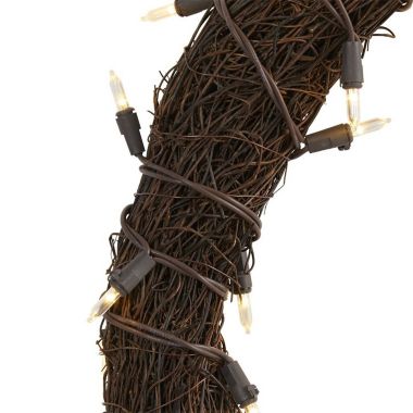 Nearly Natural Modern Holiday Decorative 20" Vine Wreath with 50 White Warm LED Lights. View a larger version of this product image.