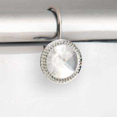 Carnation Home Fashions "Caroline" Bejeweld Resin Shower Curtain Hooks - 1.5" x 1.5", Clear. View a larger version of this product image.