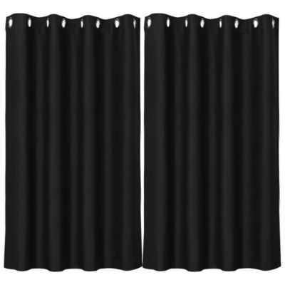 PiccoCasa Classic Window Curtain Panel Rod Pocket Solid Grommet Blackout Curtains Room Darkening Thermal Insulated Curtain Drape for Living Room Kitchen Curtains, 2 Panels 52 x 63 Inch Black