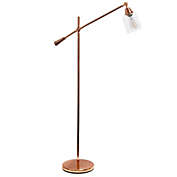 Elegant Designs Home Decorative Pivot Arm Floor Lamp with Glass Shade, Rose Gold