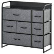 HOMCOM 7-Drawer Dresser, Fabric Chest of Drawers, 3-Tier Storage Organizer for Bedroom Entryway, Tower Unit with Steel Frame Wooden Top, Grey