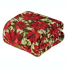 Kate Aurora Ultra Soft Cozy Oversized Classic Christmas Poinsettia Plush Throw Blanket Cover - 50 in. W x 60 in. L