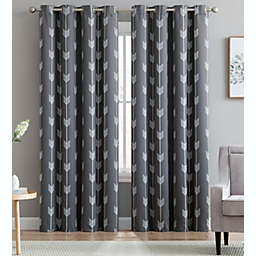 THD Arrow Print Thermal Room Darkening Blackout Energy Efficient Window Curtain Grommet Top Panels - 63