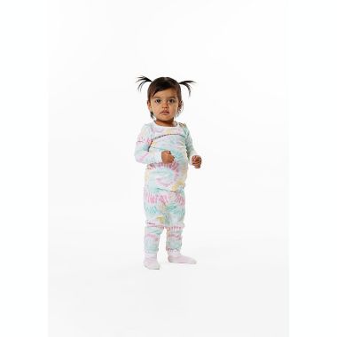 Sleep On It Infant/Toddler Girls Tie-Dye Pastels Snug Fit 2-Piece Pajama Sleep Set With Matching Socks. View a larger version of this product image.