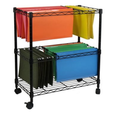 Oceanstar Design Group Oceanstar Portable 2-Tier Metal Rolling File Cart, Black. View a larger version of this product image.
