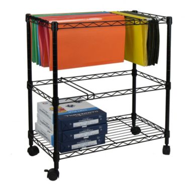 Oceanstar Design Group Oceanstar Portable 2-Tier Metal Rolling File Cart, Black. View a larger version of this product image.