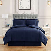 Sweet Home Collection 8 Piece Comforter Set Bag with Unique Design, Bed Sheets, 2 Pillowcases & 2 Shams & Bed Skirt All Season, Queen, Seersucker Navy