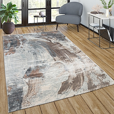 Stylish Living Room Rug Art Designer Grey Black Cream Carpet Short Pile Hall Mat 