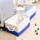 Alternate image 3 for Unique Bargains Collapsible Fabric Storage Basket Bins with Dual Handles, Foldable Toy Bins for Laundry Clothes Storage, Reusable Organizer for Bedroom Office Closet Shelves Royal Blue+White Medium