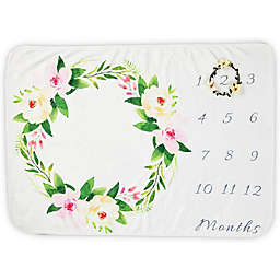 Farmlyn Creek Baby Growth Blanket with Small Wreath for Monthly Milestones (40 x 27.5 in) White