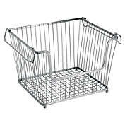 mDesign Stackable Metal Food Storage Basket with Handles