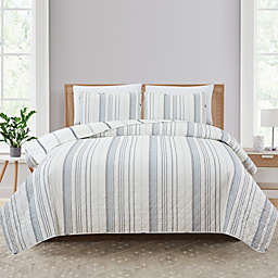 Market & Place  Sofia Striped 3-Piece Reversible King Quilt Set in Ivory/Grey