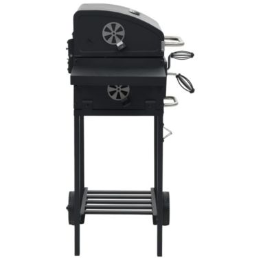 vidaXL Charcoal-Fueled BBQ Grill with Bottom Shelf Black. View a larger version of this product image.