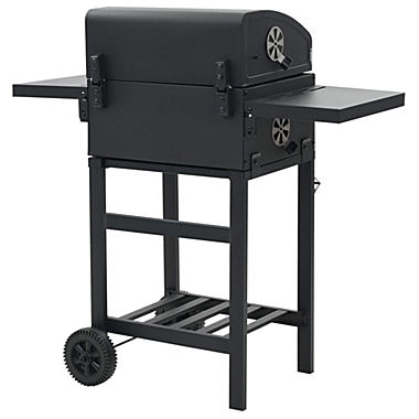 vidaXL Charcoal-Fueled BBQ Grill with Bottom Shelf Black. View a larger version of this product image.