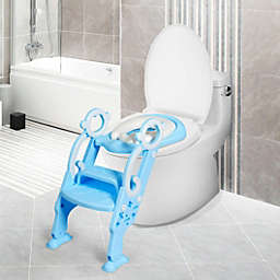 Slickblue Adjustable Foldable Toddler Toilet Training Seat Chair-Blue