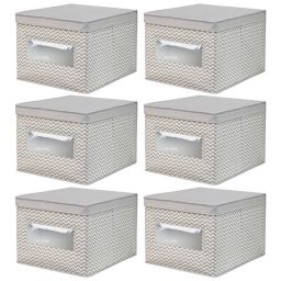 mDesign Stackable Fabric Closet Storage Organizer Box, 6 Pack