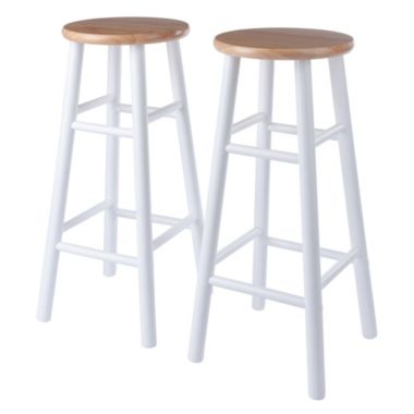 Contemporary Home Living Set of 2 Natural Brown and White Transitional Bar Stools 29.25". View a larger version of this product image.
