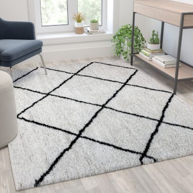 Flash Furniture Roxy Shag Style Diamond Trellis Area Rug - 5' x 7' - Ivory. View a larger version of this product image.
