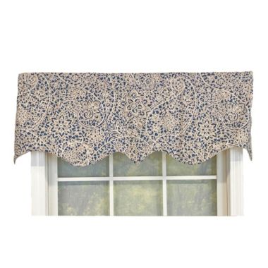 RLF Home Stella Paisley Regal Valance Navy. 3" Rod Pocket 50"W x 17"L. View a larger version of this product image.