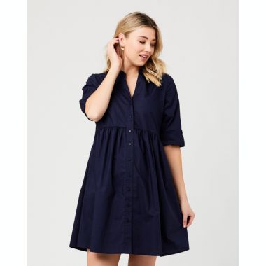 Ripe Maternity Paige Poplin Dress Navy. View a larger version of this product image.