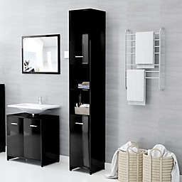 vidaXL Bathroom Cabinet High Gloss Black 11.8