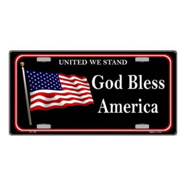 Smart Blonde God Bless America United We Stand Vanity Metal Novelty License Plate Tag Sign. View a larger version of this product image.