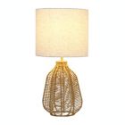 Alternate image 1 for Lalia Home 21" Vintage Rattan Wicker Style Paper Rope Bedside Table Lamp With Light Beige Fabric Shade, Natural