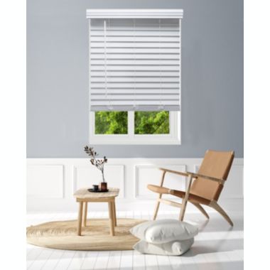 Linen Avenue Custom Cordless Faux Wood Blind White, 36" W x 60" H Partial Inside Mount. View a larger version of this product image.