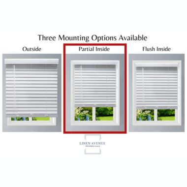 Linen Avenue Custom Cordless Faux Wood Blind White, 36" W x 60" H Partial Inside Mount. View a larger version of this product image.