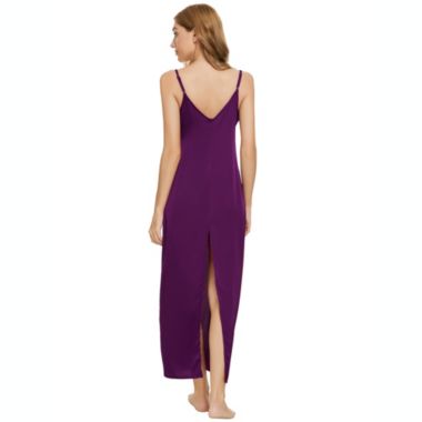 cheibear Womens Satin Pajama Cami Dress Nightshirt Sleepwear Lounge Long Nightgown Purple Medium. View a larger version of this product image.