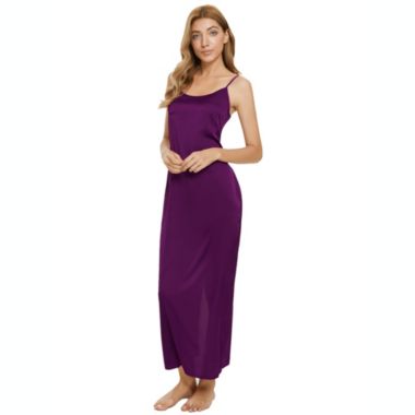 cheibear Womens Satin Pajama Cami Dress Nightshirt Sleepwear Lounge Long Nightgown Purple Medium. View a larger version of this product image.