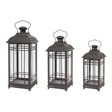 Melrose Decorative Lantern (Set Of 3) 14"H, 17"H, 20"H Metal/Glass. View a larger version of this product image.