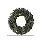 Alternate image 3 for Nearly Natural 4&#39;D Large Flocked Artificial Christmas Wreath with Pinecones, 150 Clear LED Lights and 360 Bendable Branches