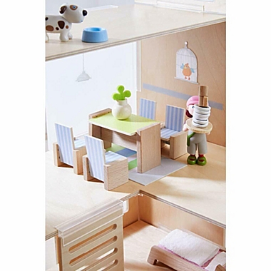 HABA Little Friends Dining Room - Wooden Dollhouse Furniture for 4&quot; Bendy Dolls. View a larger version of this product image.