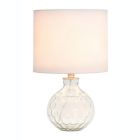 Alternate image 1 for Lalia Home 17.75" Contemporary Engraved Honeycomb Glass Table Desk Lamp With White Fabric Shade, Clear
