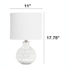 Alternate image 2 for Lalia Home 17.75" Contemporary Engraved Honeycomb Glass Table Desk Lamp With White Fabric Shade, Clear