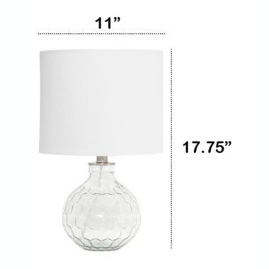 Lalia Home 17.75" Contemporary Engraved Honeycomb Glass Table Desk Lamp With White Fabric Shade, Clear. View a larger version of this product image.