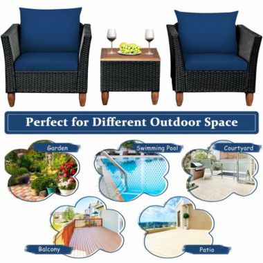 Costway 3 Pieces Outdoor Patio Rattan Furniture Set. View a larger version of this product image.