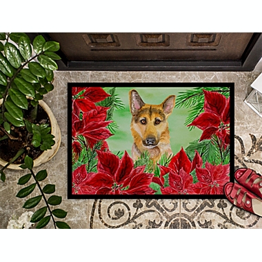 Carolines Treasures German Shepherd #2 Poinsettias Doormat 24 x 36 Multicolor