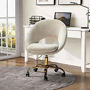 Karat Home Alessandro Velvet Task Swivel Chair Home Adjustable Chair Office Desk Chair in TAN