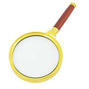 Unique Bargains Handheld Reading Magnifying Glass for Kids and Seniors, Metal Frame Detachable Rosewood Handgrip 90mm Dia 4X Magnifier, Gold Tone